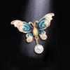 Broche Papillon Perle Épingle Diamant Goutte d'Huile Strass Alliage Broche Cristal Support Vide