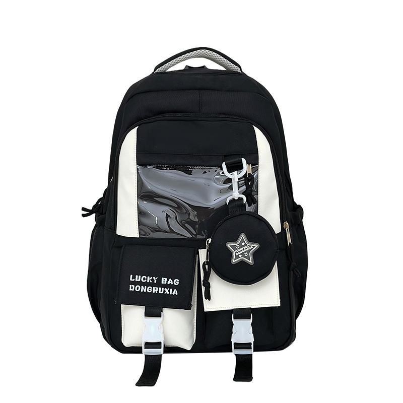 Schoolbag Schoolbag for Female Primary School Students Large Capacity Japanese Students Pain Bag Contrasting Color Backpack Junior High School
