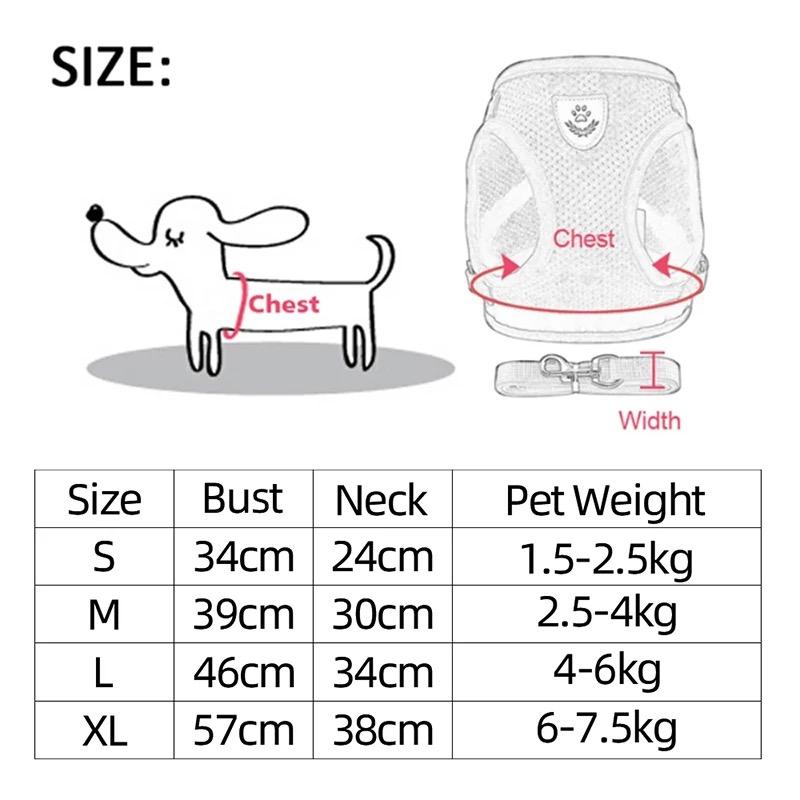 Dog Cat Harness Walking Lead Leash Vest Style Chest Strap Dog Harness Strap Collar Polyester Adjustable Mesh Cats Harness