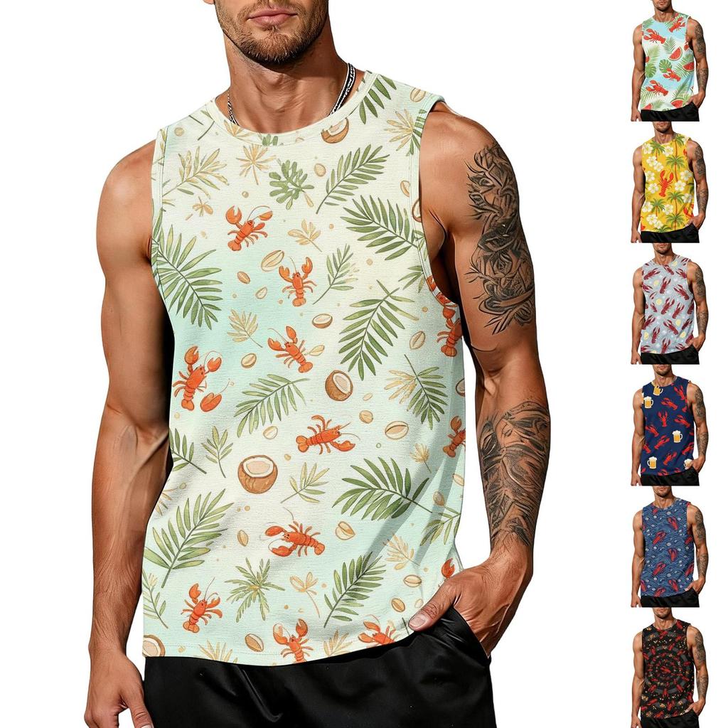 Men's Casual Sleeveless Tank Top Lightweight Basic Muscle Shirt Summer Beachwear Breathable Fabric Comfortable Fit