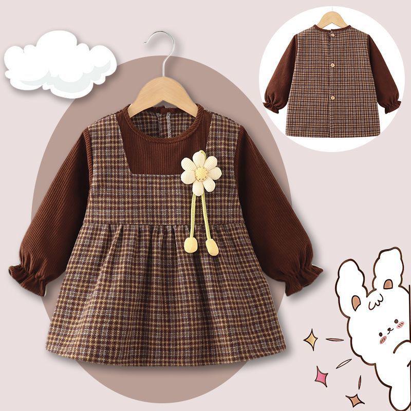 Children's Waterproof Long Sleeve Coverall Bib - Stylish Autumn/Winter Outerwear for Baby Girls