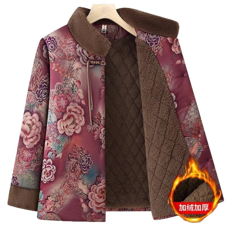 Elderly man velvet cotton-padded jacket thickened cotton-padded jacket winter jacket stand-up collar warm clothing wife cotton-padded jacket