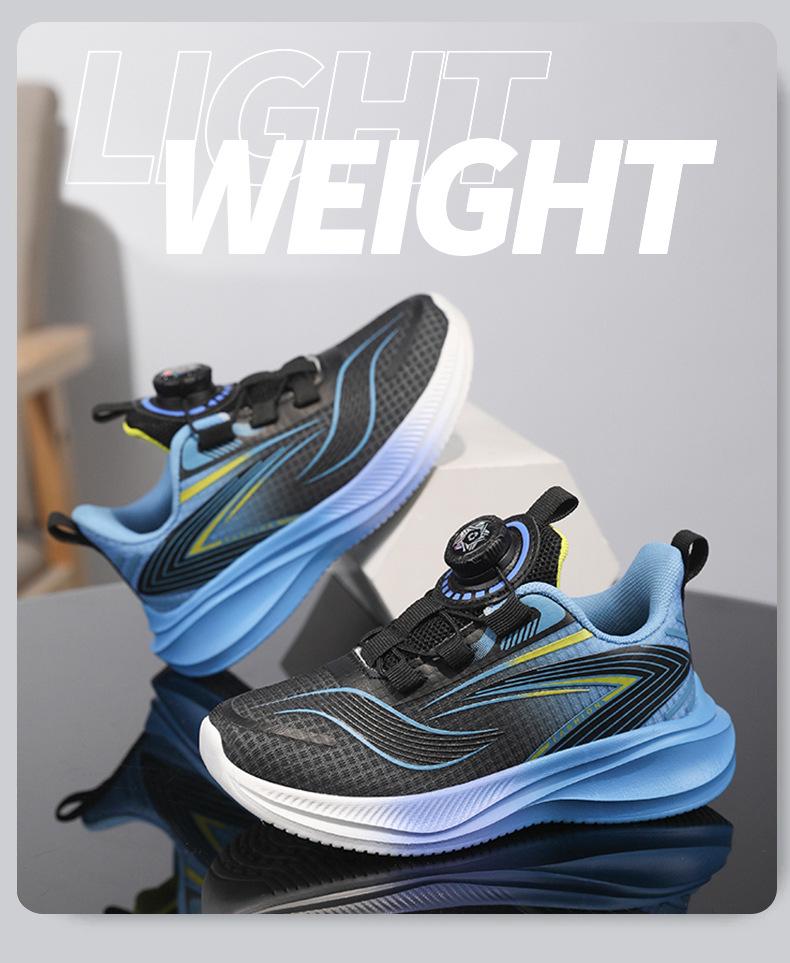 Boys' Autumn Sports Mesh Shoes with Rotating Buckle for Children's Training