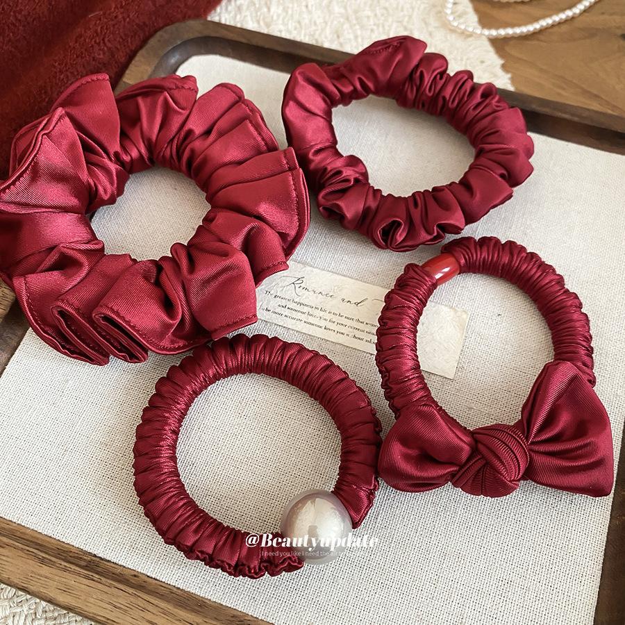 Bandeau élastique plissé en satin, tempérament élégant et doux, corde à cheveux queue de cheval, bandeau pour femmes
