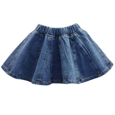 2018 Kız Çocuk Yıkanmış Denim Etek Zımbalı - Her Şeye Uyumlu Çocuk Şort Etek