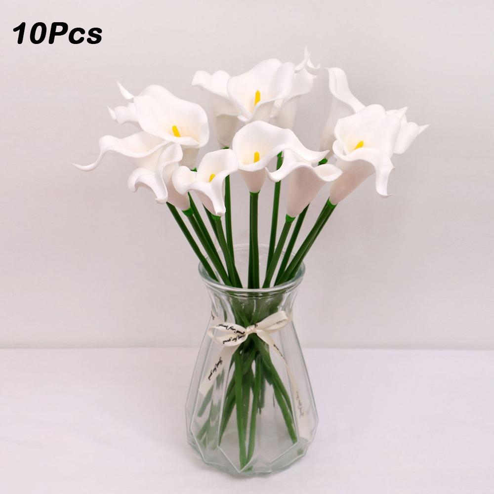 10Pcs Lifelike Artificial Calla Lily Bouquet Decorative Artificial Flowers Real Touch Calla Lily Durable Fake Calla Lily