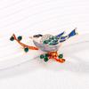 Real Magpie Cute Bird Flower Enamel Collar Button Accessory Brooch