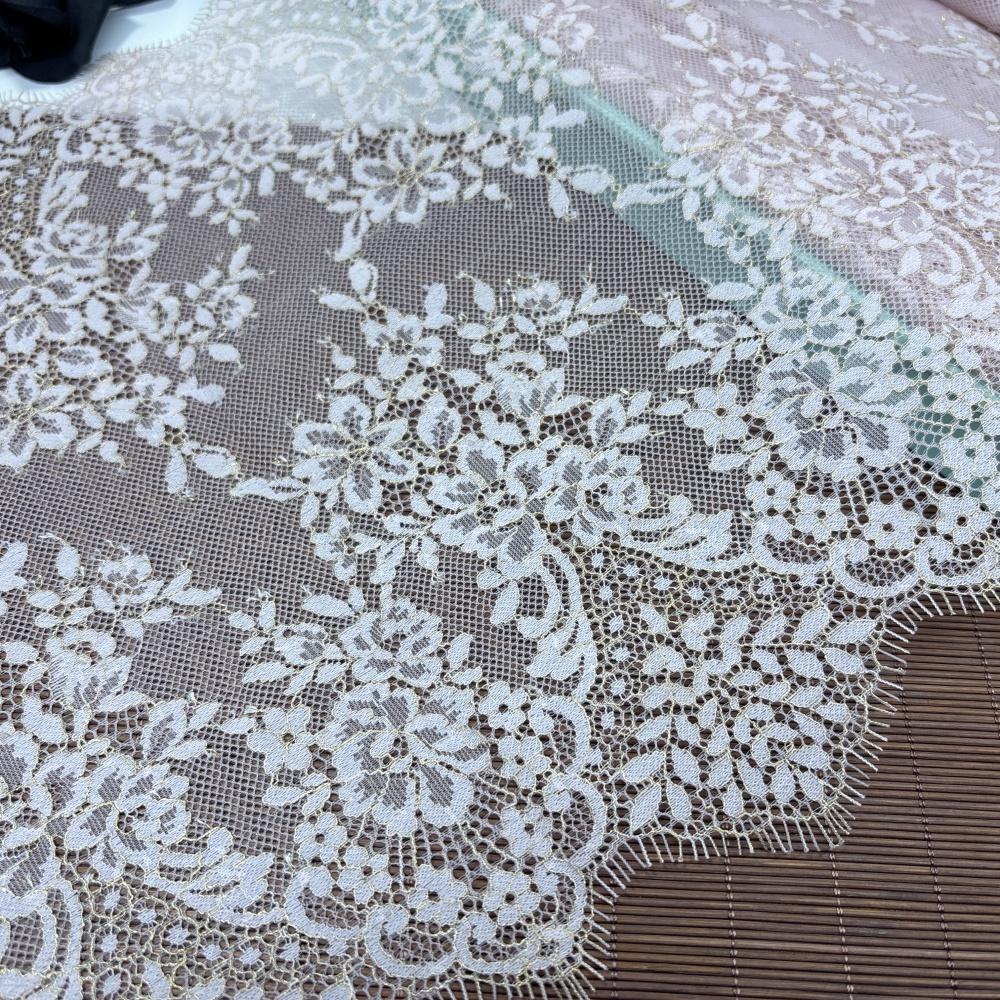 3m x 31.5cm French Chantilly Lace, Non-stretch Corded Eyelash Lace Fabric for Sewing, Bra, Underwear, Lingerie, Dress, Garment, Crafting