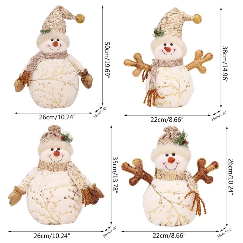 Schneemann mit Schal Schneemannpuppen Plüsch Winterdeko Weihnachtsregal-Sitzer Plüschpuppe Handgemacht (mit Schal-Stil)