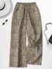 Women's Plus Size High Waist Leopard Print Wide Leg Pants - Summer Casual European American Style