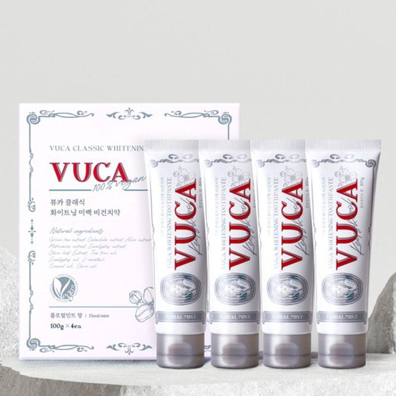 VUCA Classic Whitening Vegan Toothpaste, Floral Mint Flavor, 100g, 4 Pack 100g x 4 pieces