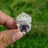 Statement Bird Adjustable Ring 925 Silver Natural African Amethyst