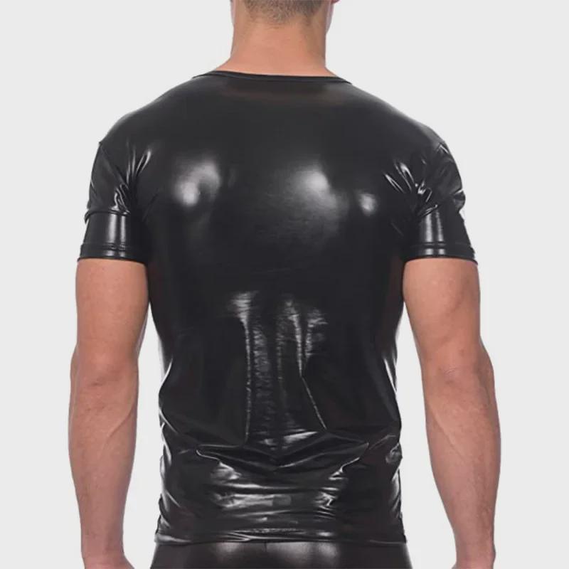 Men's Summer Slim Trendy Short-Sleeve Shiny T-Shirt for Nightclubs