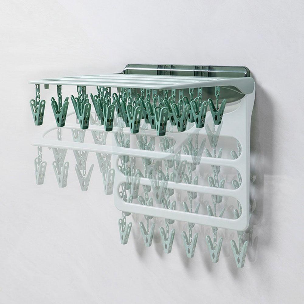 Com vários clipes para roupas íntimas, suporte à prova de vento para montagem na parede, cabide de roupas