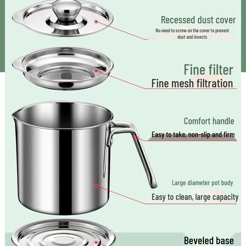 ZISIZ Stainless Steel Oil Strainer Pot