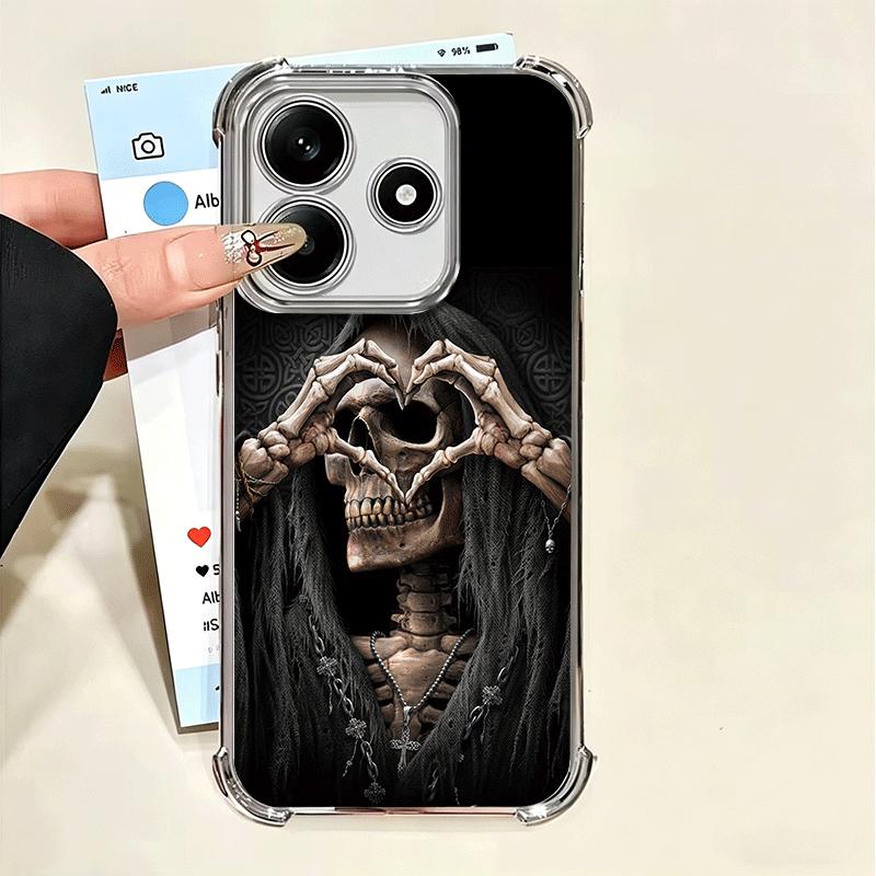 Coque de téléphone plaquée style amusant avec squelette de la Faucheuse pour Xiaomi Poco X5 X6 X7 X8 Pro Max F8 Ultra F7 M8 M7 M5S Redmi 15C 15 14C 1