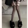 Ladies' Black Rivet Fishing Net Knee High Socks Hollow Socks Long Black Silk Suspender Sexy Silk Mesh Stockings