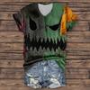 Women's Fashion Casual Three-quarter Sleeve Halloween Letters,  Face Print Top