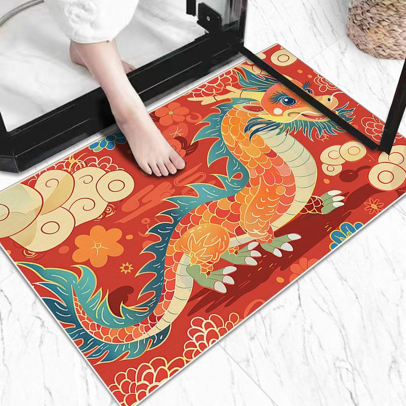 Floor Mat Door Mat Door Mat Dragon Year Red Living Room Non-slip Mat Large Area All Shop Home Mat
