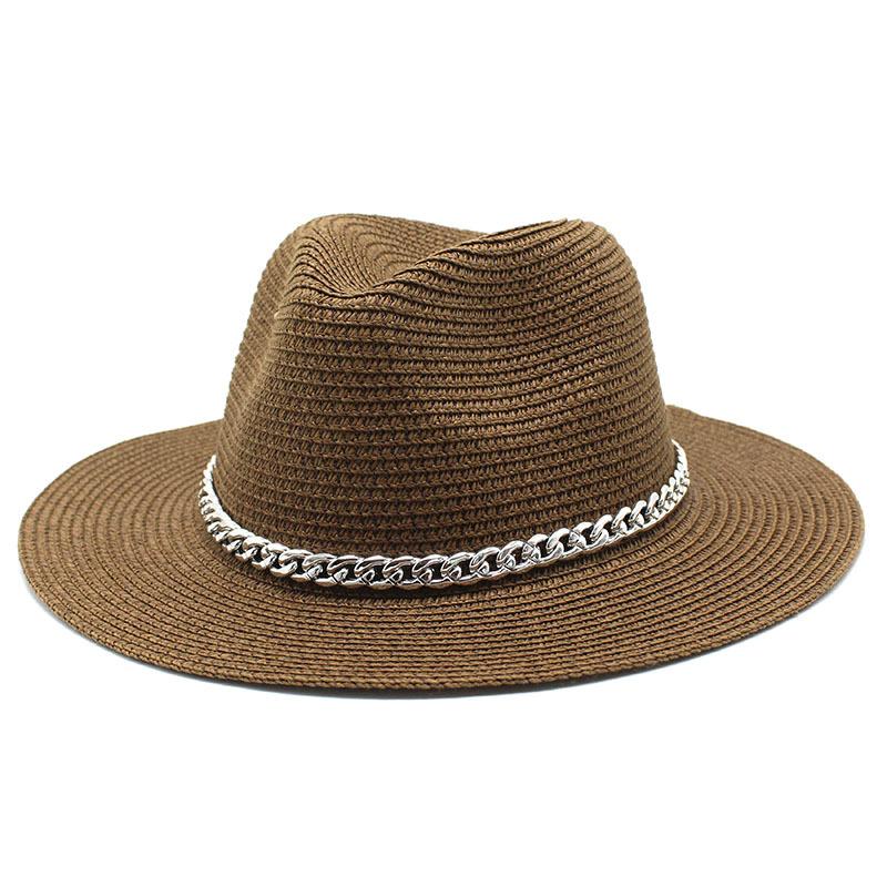 Spring And Summer Sunscreen Outdoor Sunshade Panama Hat Flat-Brimmed Retro Jazz Top Hat Men'S And Women'S Straw Hats