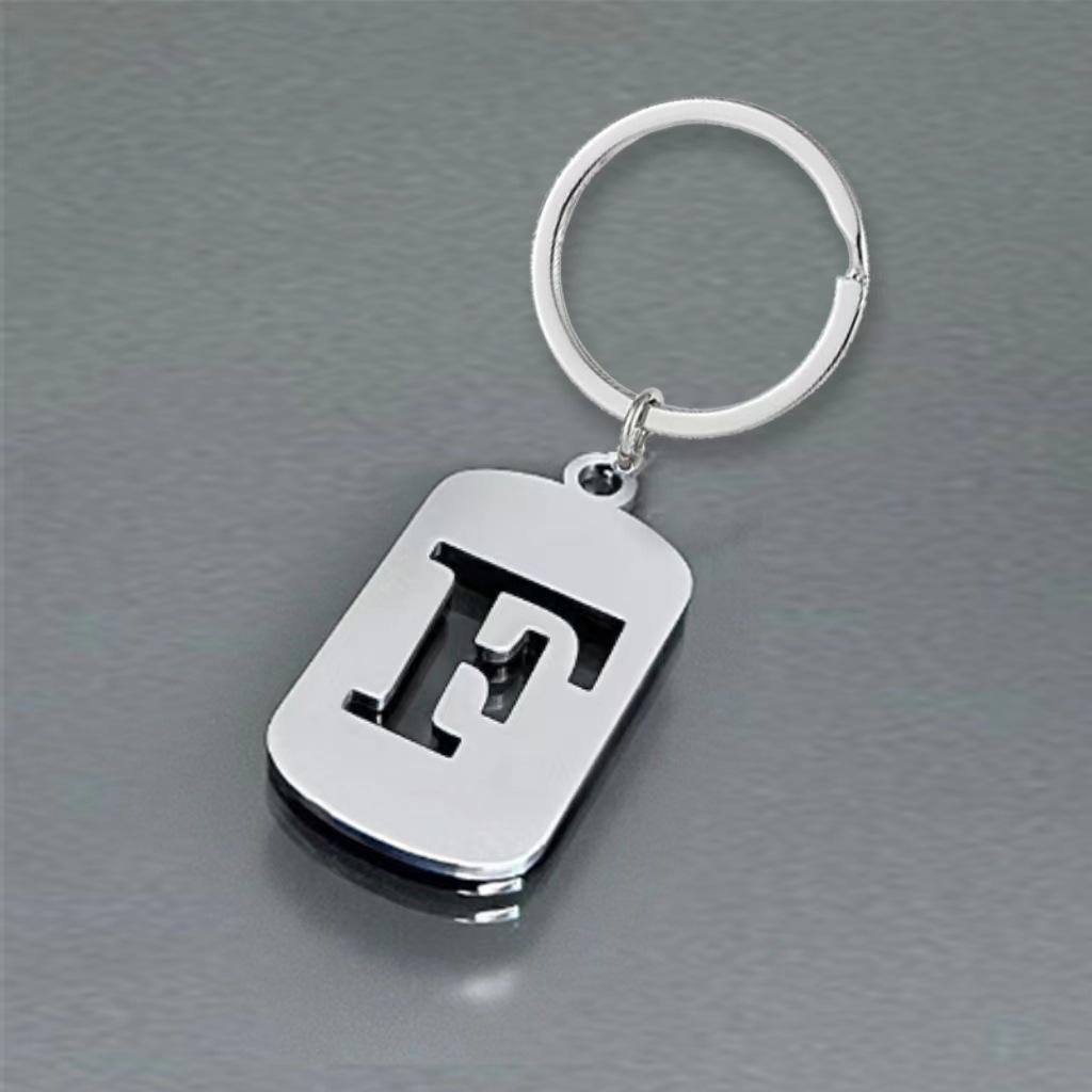 Stainless Steel 26 English Letters Keychain - Stylish Alphabet Pendant for Backpack or Car
