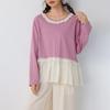 Spring Japanese Literary Lace Collar Knit T-shirt: Loose Embroidered Pure Cotton Layered Top for Women
