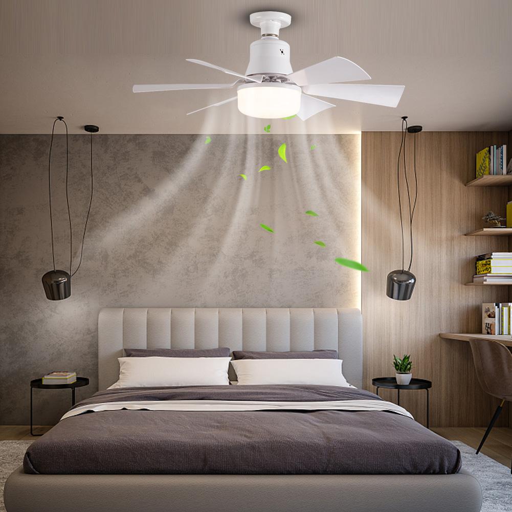 Ceiling Fan Light with Remote Light Bulb Fan 3 Gear Wind Speed LED Light Fan Dimmable 6 Blades for Living Room Bedroom