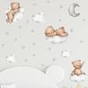Cartoon Blue Teddy Bear Moon Wall Stickers For Kids Room Baby Nursery Decor Bedroom Wall Decals