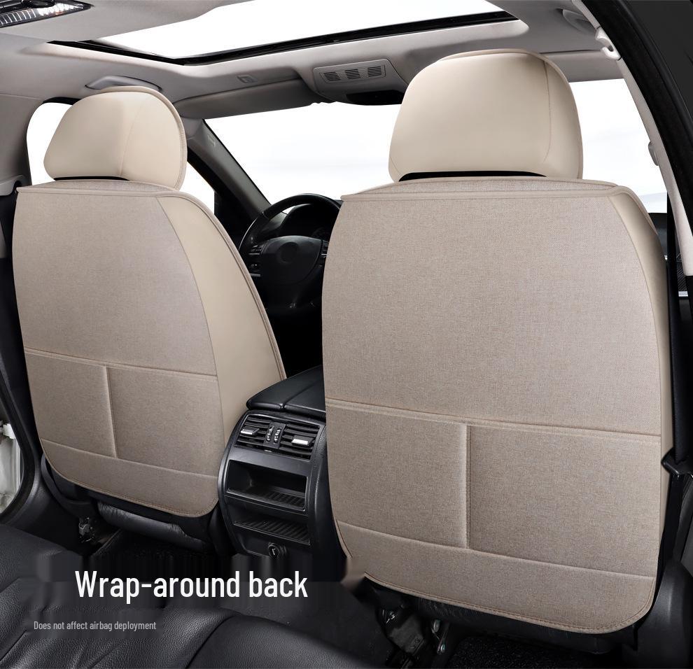 Universal Four Seasons Full Coverage Linen Seat Cushion Set for Small Cars