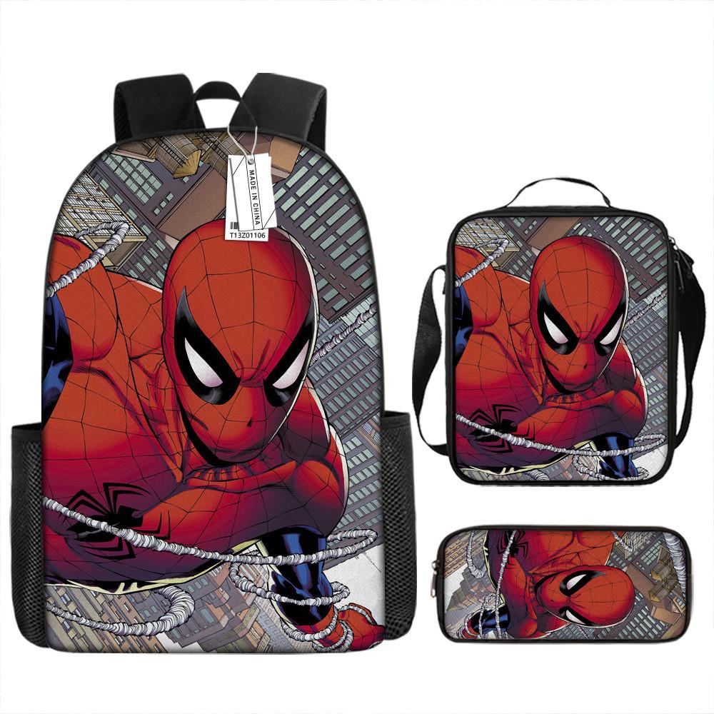Spiderman School Backpack Set With Oxford Fabric Breathable Waterproof For Kids