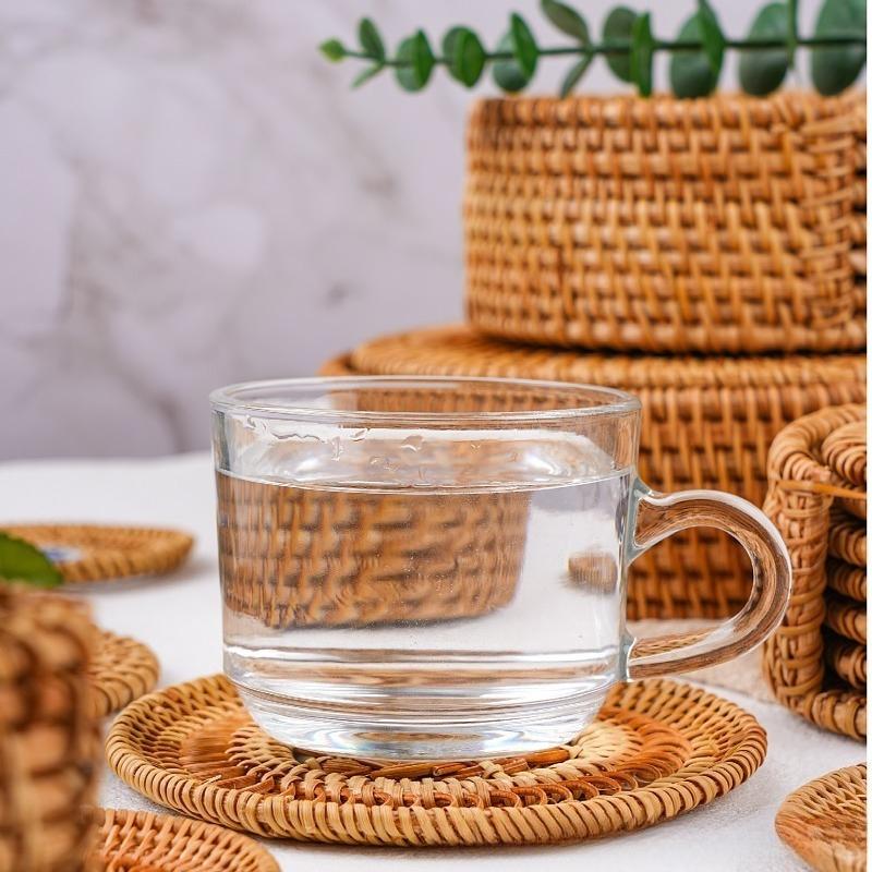 Autumn Rattan Woven Coaster Tea Set Accessories Thermal Insulation Mat Bowl Mat Dining Table Mat
