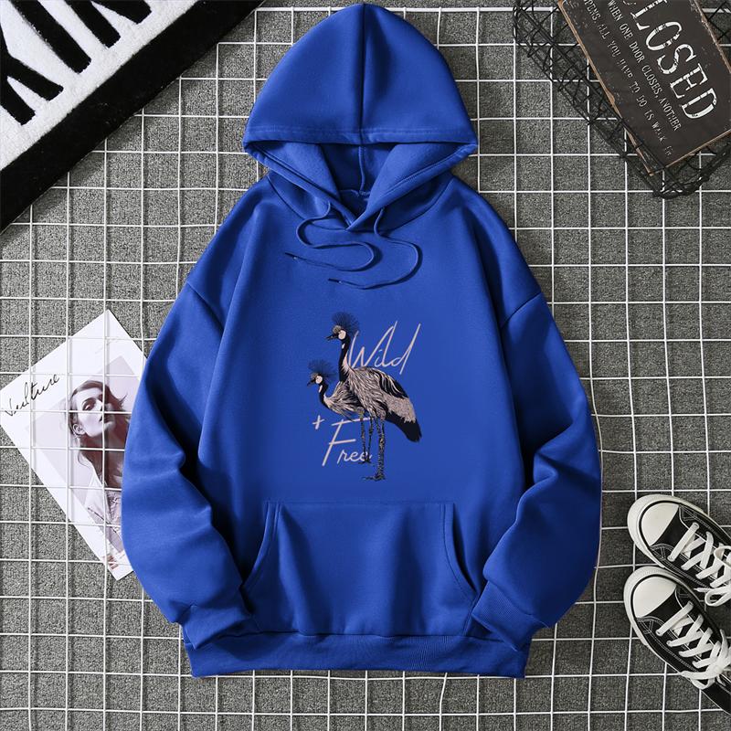 Autumn Winter Women's Thickened Fleece Hoodie Casual Long Sleeve Outerwear Printed Sweatshirt Comfortable Streetwear