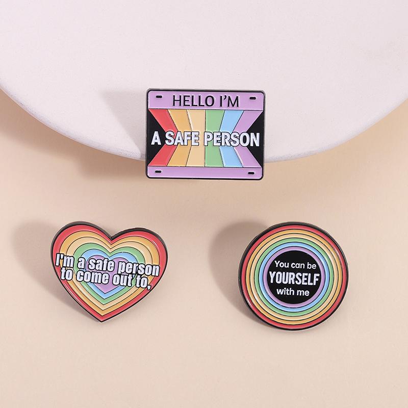 LGBTQ Rainbow Enamel Pin You’re Safe With Me Pride Metal Brooches Lapel Badges Jewelry Gift for Gay Homosex Lesbian Friends