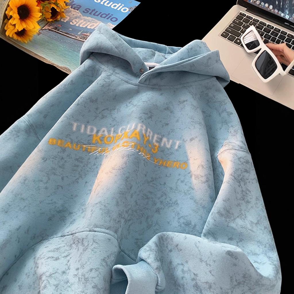 Sweatshirt Herren Herbst und Winter Locker Retro Oberteile Jugendliche Kapuzenjacke