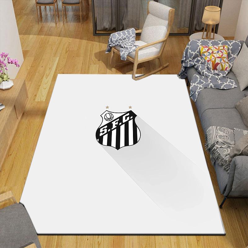 Santos FC2 Flannel Pattern Square Carpet,Area Rug,Carpet Rug for Living Room Bedroom Sofa Playroom Decor,Non-slip Floor Mat