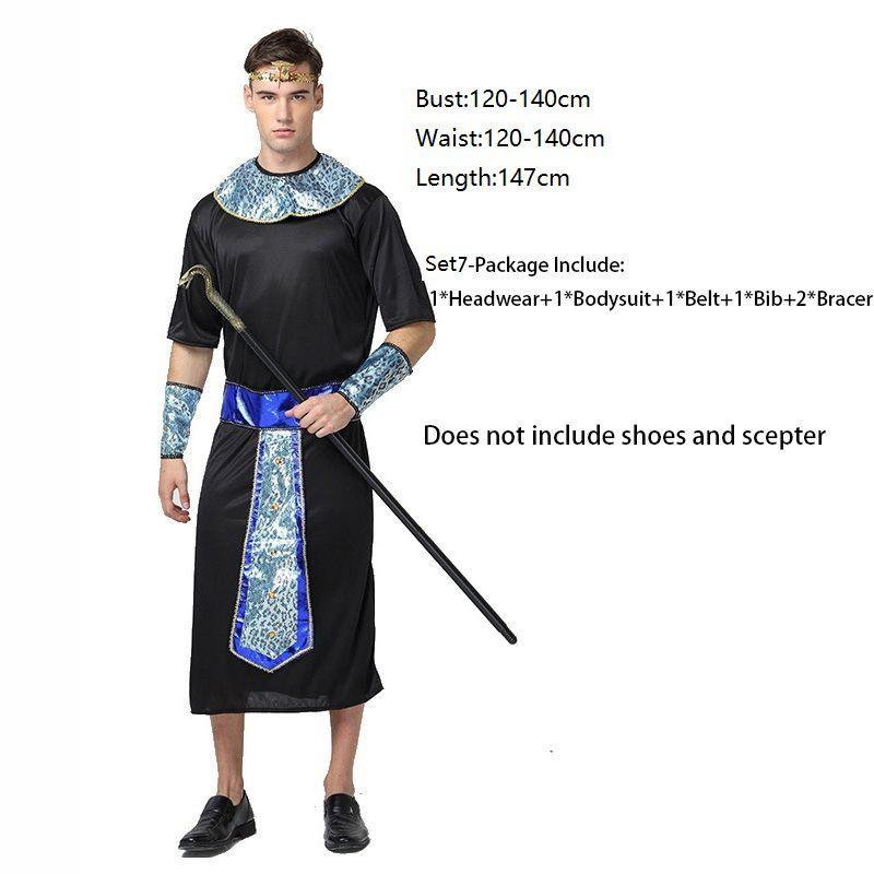 Deluxe Pharaoh Men Egyptian King Costume Desert Prince Queen Fancy Dress Cosplay