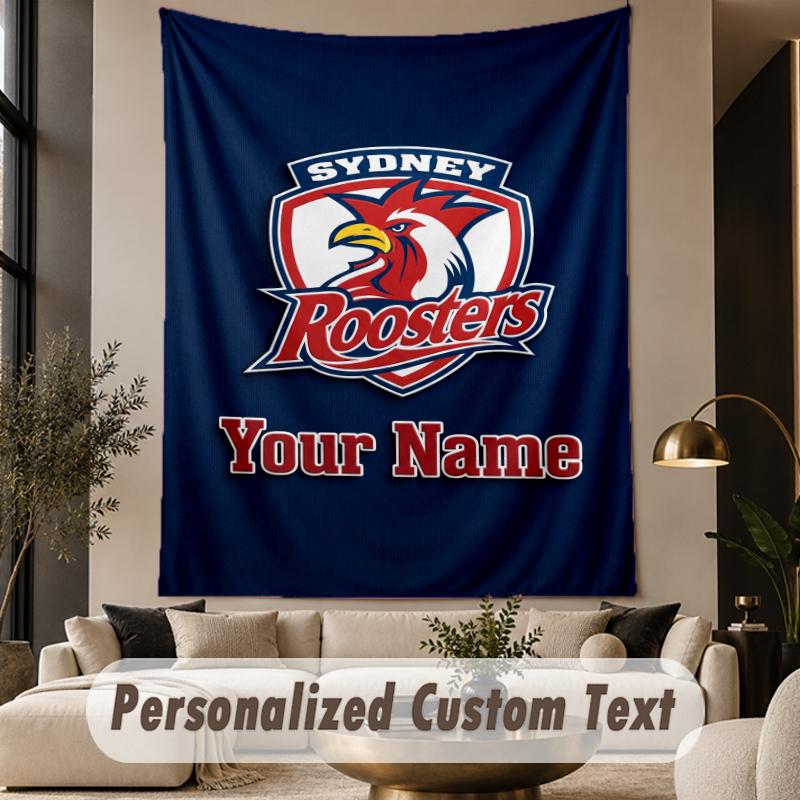 Custom Text Tapestry Sydney Roosters Print Wall Tapestry Indoor Living Room Wall Decor