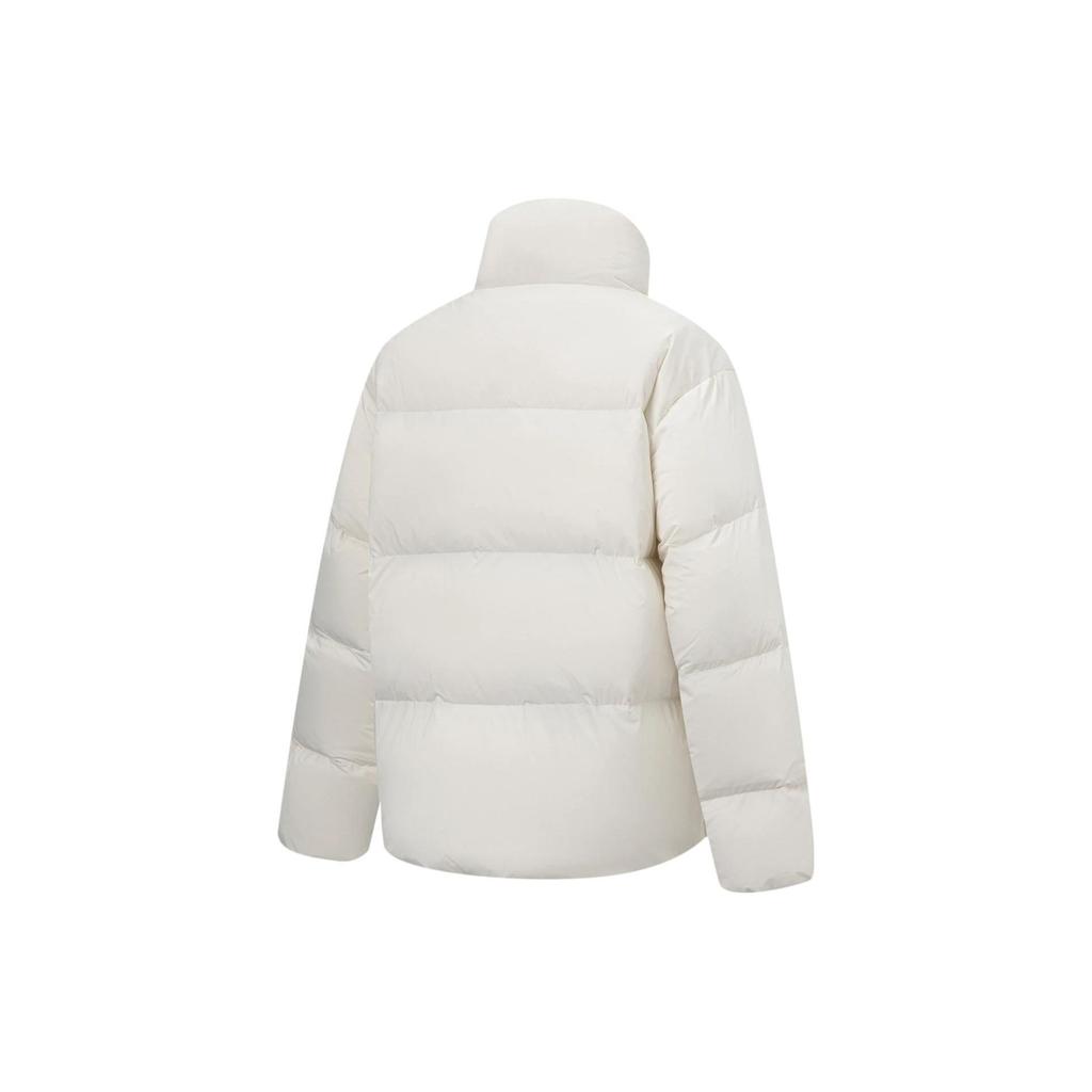 Li Ning Hot Pot Down Jacket Series Off-Season Stock Solid Color Stand Collar Loose Short Down Jacket Women outerwear Off-White AYMT298-6