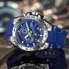 LIGE Men's Watch Multifunction Sub-Dial Silicone Strap Men's Quartz Watches