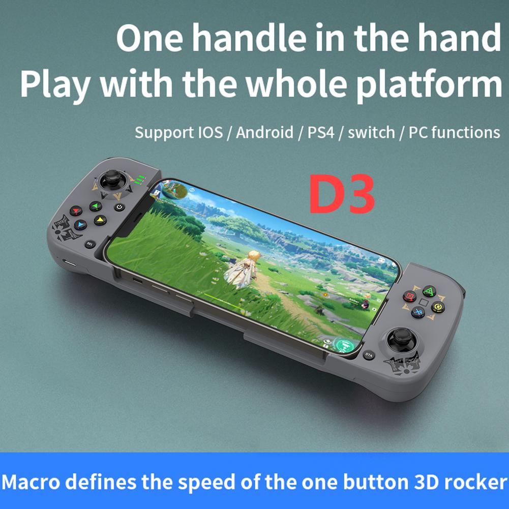 D8 Telescopic Mobile Gaming Controller RGB Light Mobile Phone Gamepad Bluetooth-Compatible5.2 for Android ApplePS3 PS4 Switch PC