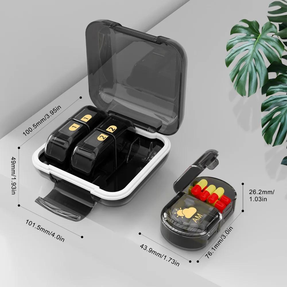 AM/PM Pill Organizer 2 Times a Day Travel Pill Box 3 Day Convenient to Carry Pill Box Case with Detachable Day Night Compartment