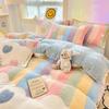OEING Milk Coral Fleece Flannel Bedding Set