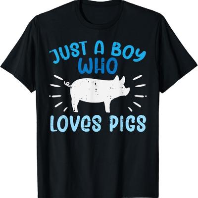 Just A Boy Who Loves Pigs Hog Farm Boys Kids Toddler Youth T-Shirt