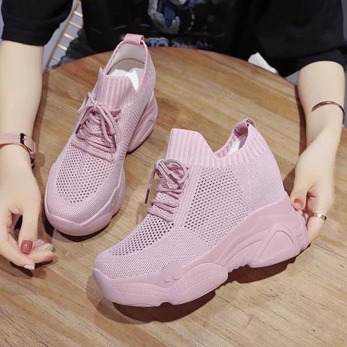 Fashion 2024 Size 34-40 Women White Sneakers Platform Shoes Woman Pumps Autumn Tennis Shoes Summer Heels Shoes Height Increasing 10CM