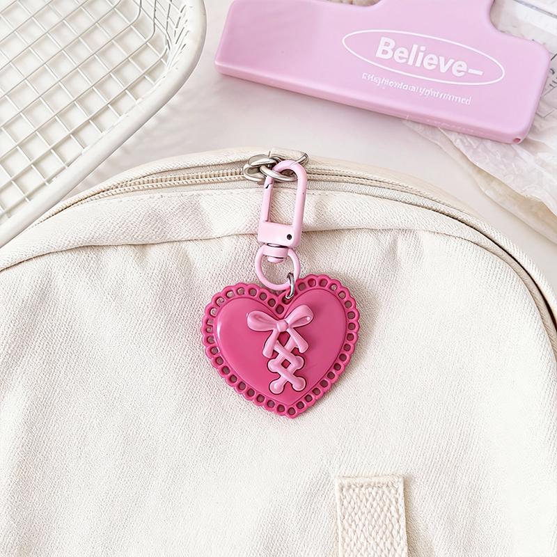 1PC Keychain Initial Pendant For Bags Backpacks Key Accessory Bowknot Creative Plastic Portable Heart Gift Colourful Lightweight