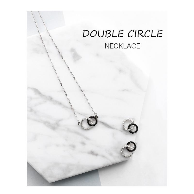 Simple Double Circle Inlaid Diamond S925 Silver Korean Fashion Necklace For Women
