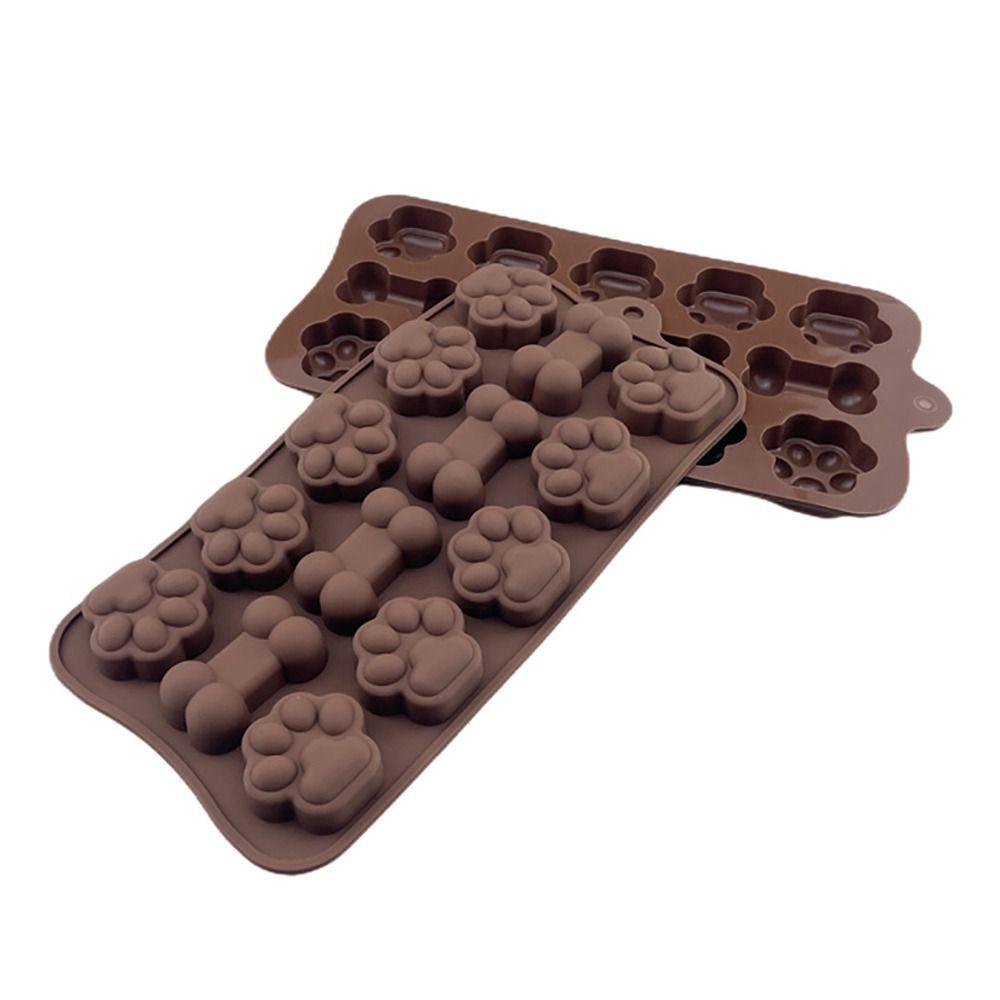 Silicone Chocolate Mold 14 -grid DIY Cake Baking Tool Dog Bone Cat Paw Temperature Resistance -40~ 230°C Pudding Jelly Mold