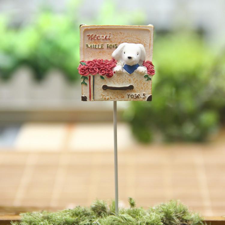 Dog Cartoon Resin Rose Flower Box Ornament For Wedding Decor And Party Props