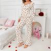 Women's Casual Love Long-sleeved Pajamas Two-piece Suit