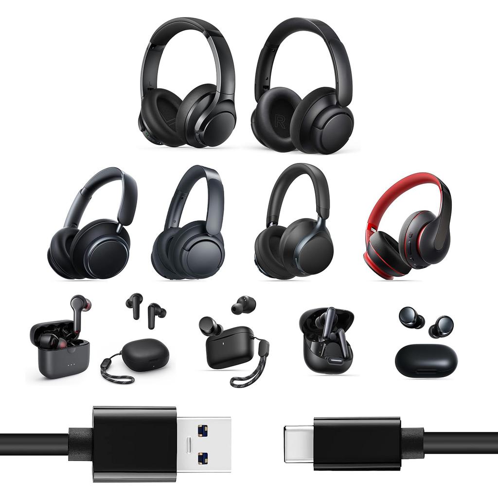 Adhiper USB C Charging Cable for Anker Soundcore Life Q45 Headphones USB C Charger Cord for Anker Liberty Pro Life Space A40 Earphones Bluetooth